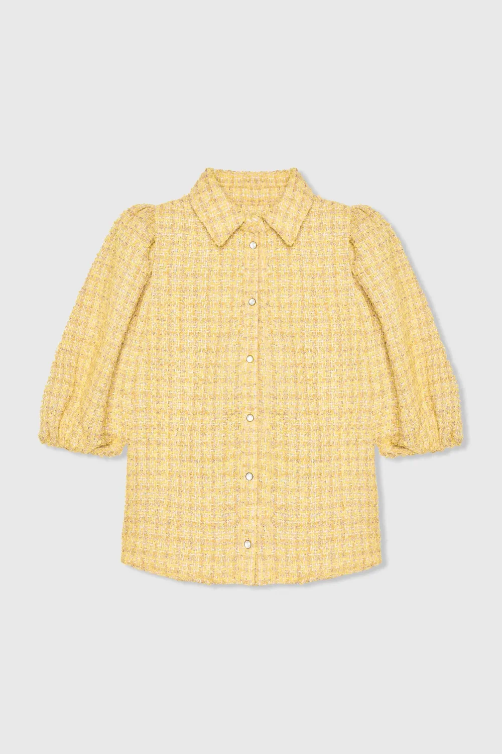Damenbluse mit Puffärmeln aus Tweed, Lars, gelb