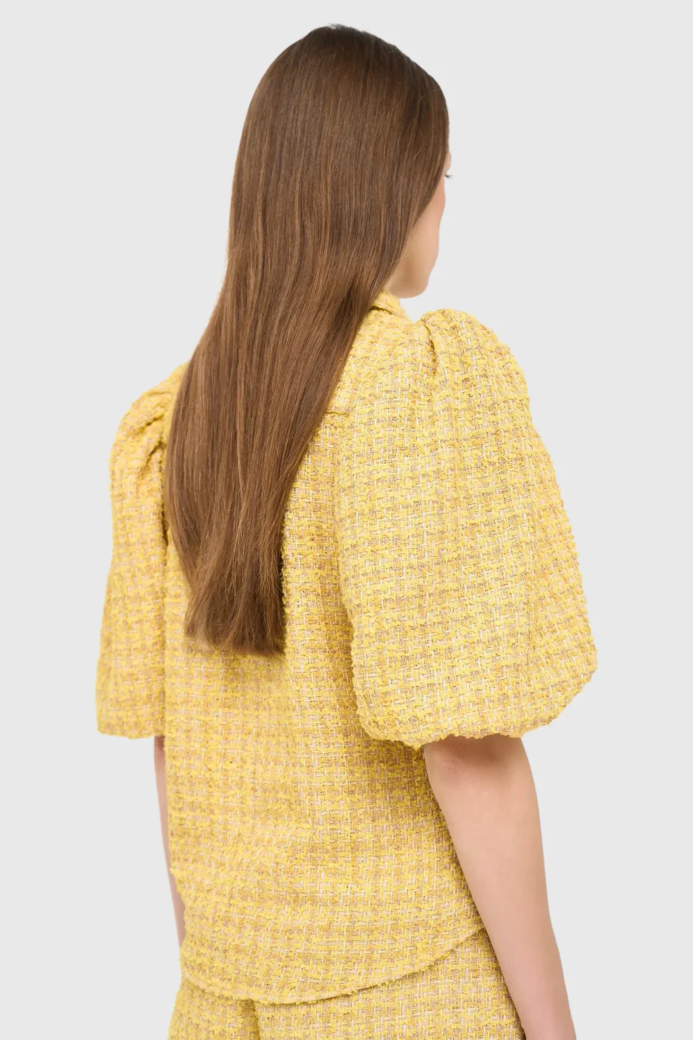 Damenbluse mit Puffärmeln aus Tweed, Lars, gelb