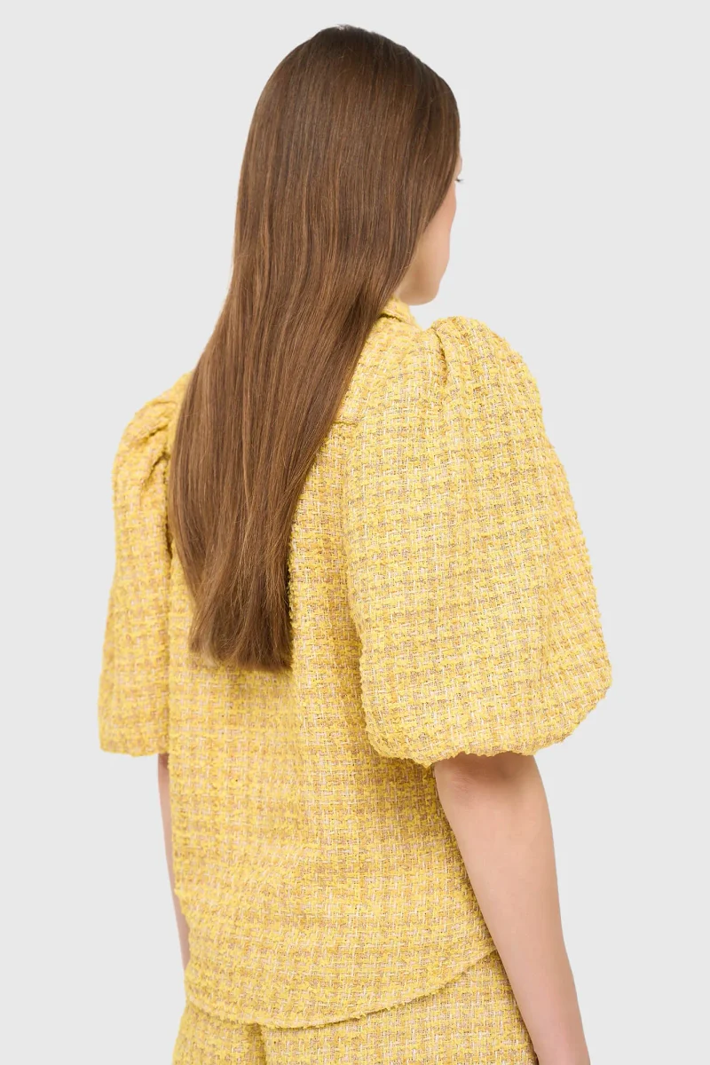 Damenbluse mit Puffärmeln aus Tweed, Lars, gelb