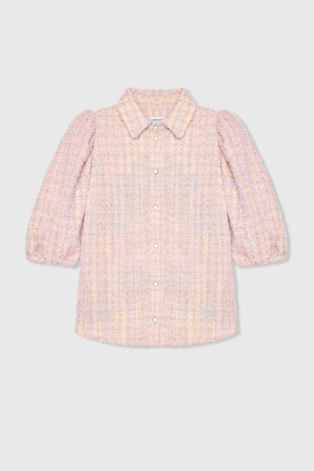 Women's Puffed-Sleeve Tweed Blouse by Lars, Lilac