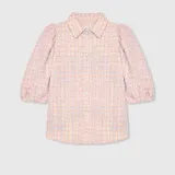 Blouse Dames Pof Mouw Tweed Lars Lila