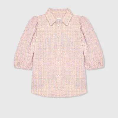 Damenbluse mit Puffärmeln aus Tweed, Lars, lila