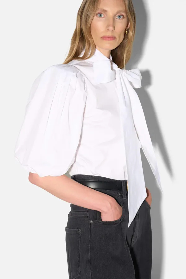 Blouse Dames Strik Katoen Wit Lars
