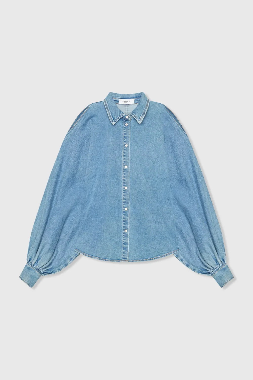Women's Blouse with Wide Sleeves, Puff Sleeve, Stone, 786