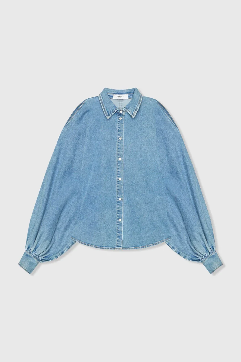 Women's Blouse with Wide Sleeves, Puff Sleeve, Stone, 786