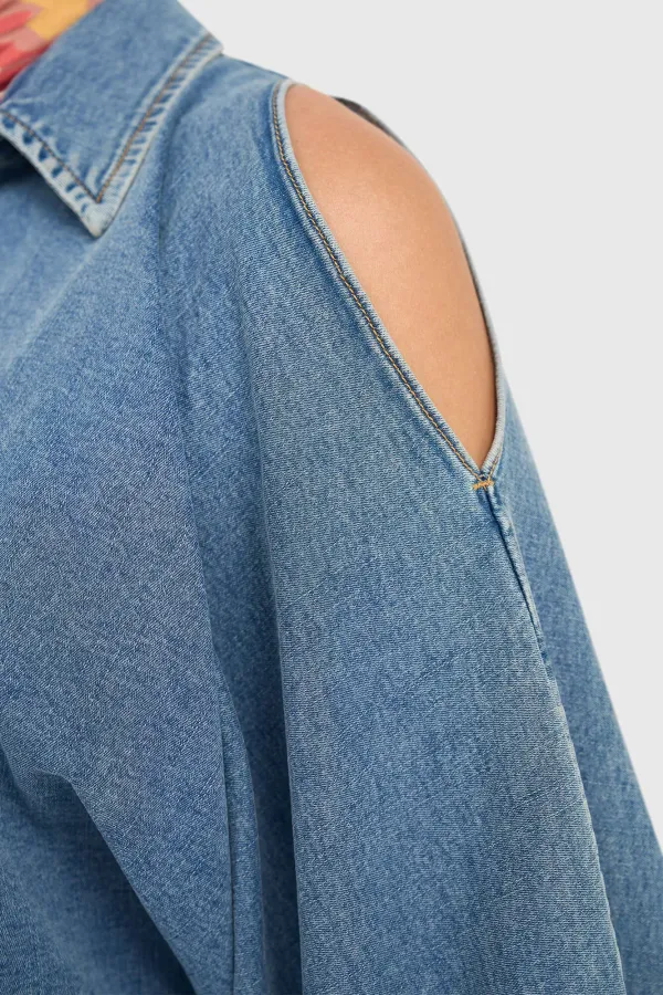 Women's Blouse with Wide Sleeves, Puff Sleeve, Stone, 786
