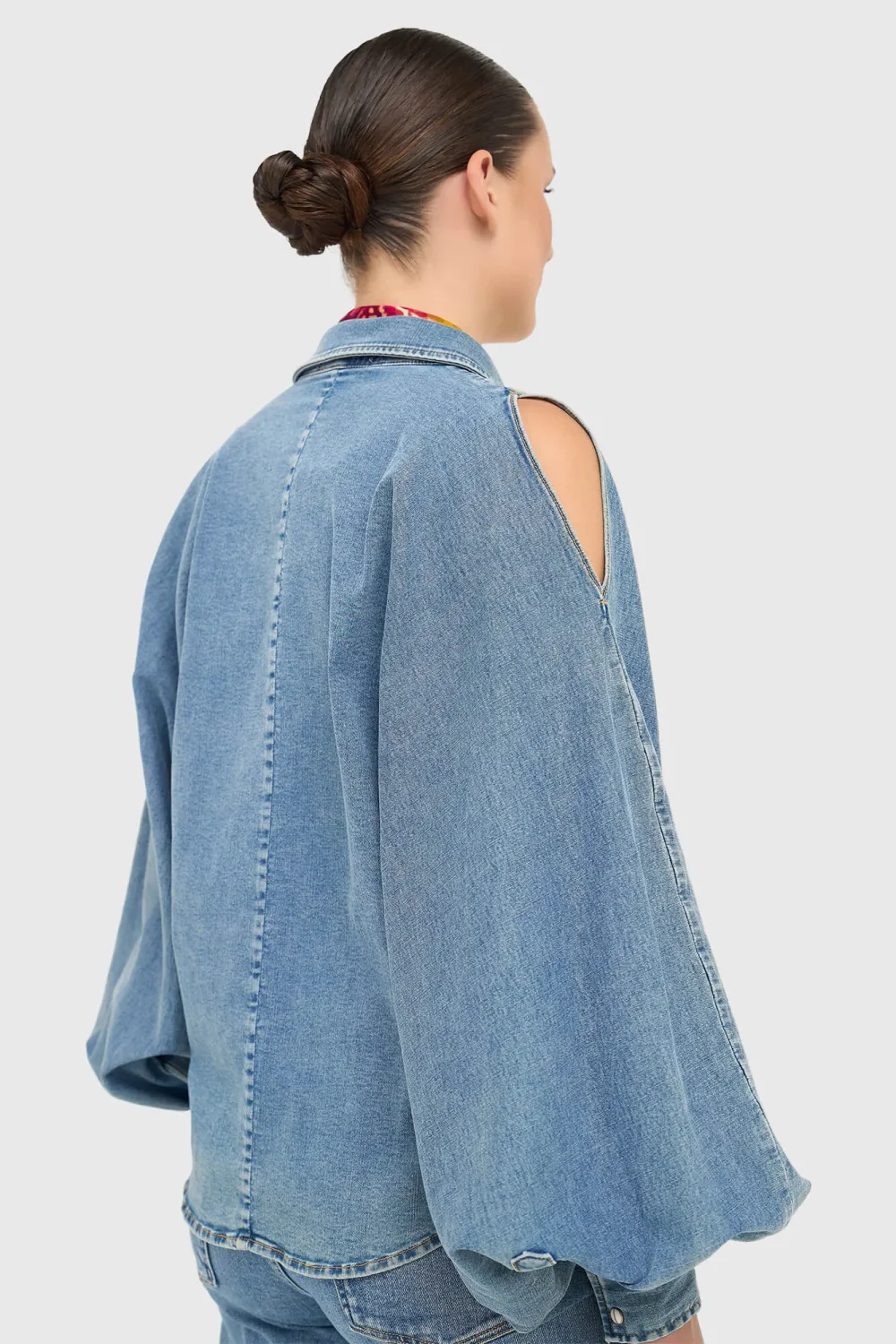 Women's Blouse with Wide Sleeves, Puff Sleeve, Stone, 786