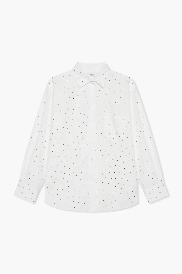 Katoenen Blouse Dames Steentjes Kygo Wit