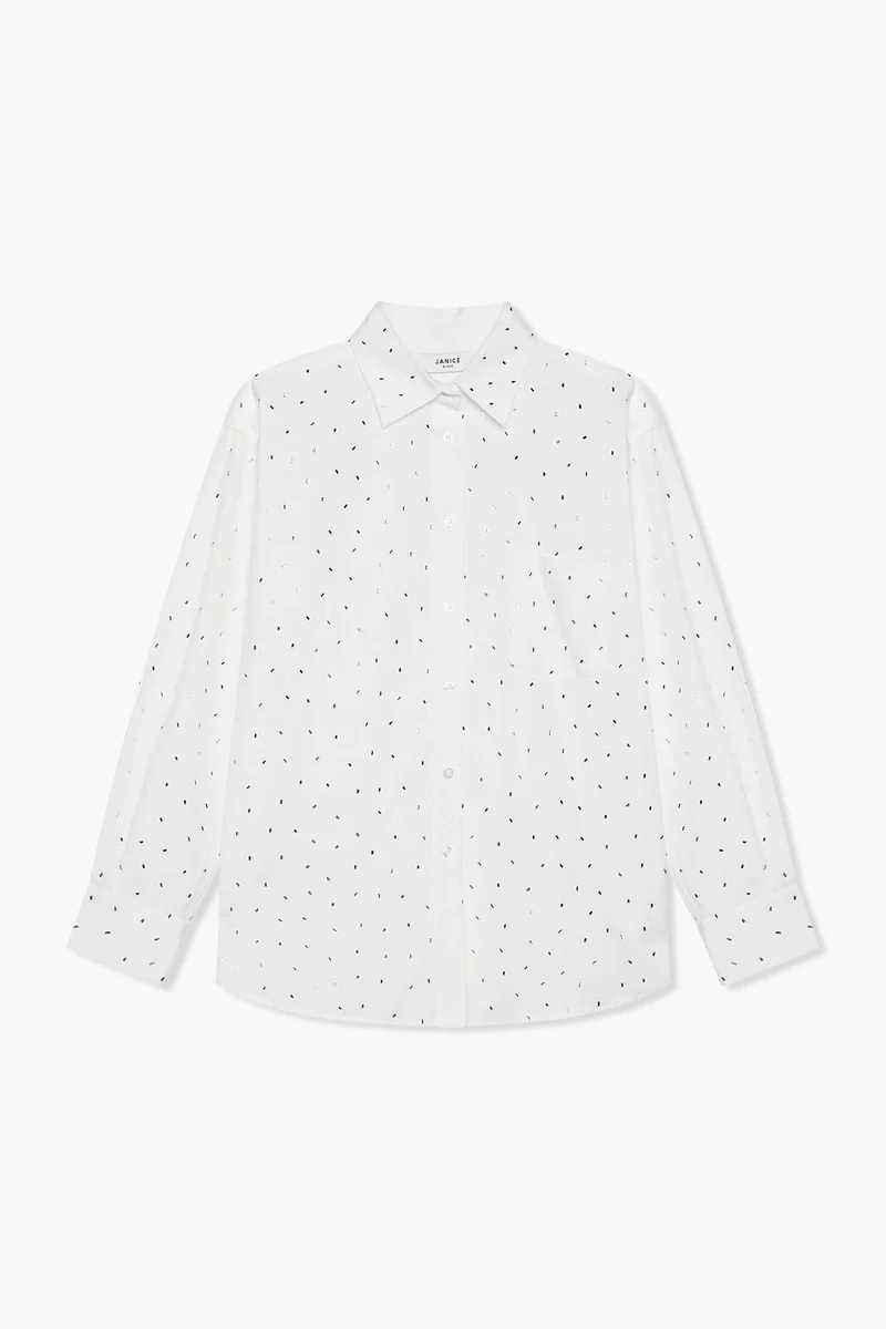 Katoenen Blouse Dames Steentjes Kygo Wit