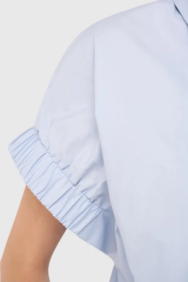 Blaue Baumwollbluse für Damen mit kurzen Ärmeln von Yaro