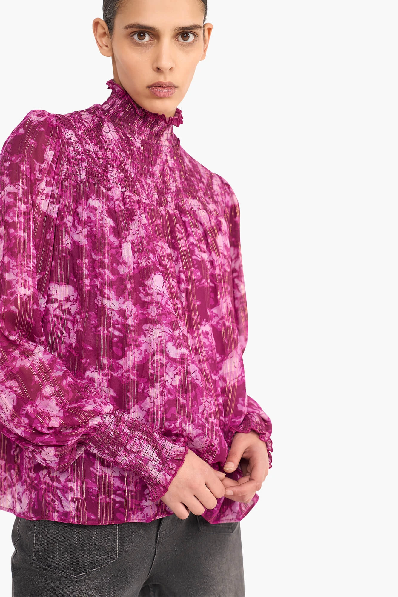 Women's Printed Blouse in Smoky Purple
