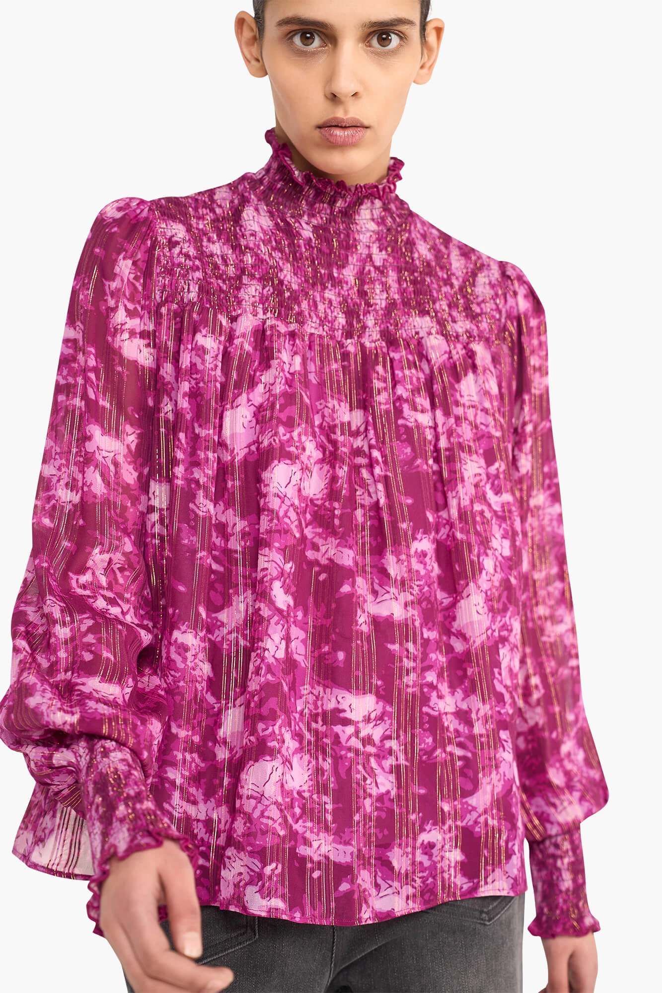 Women's Printed Blouse in Smoky Purple