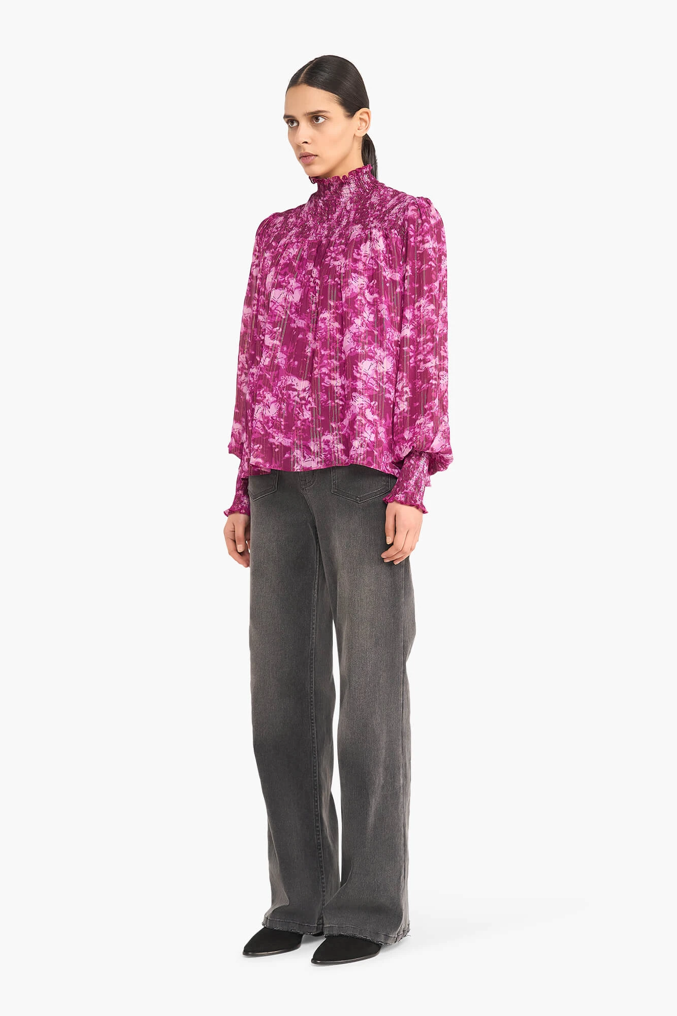 Women's Printed Blouse in Smoky Purple