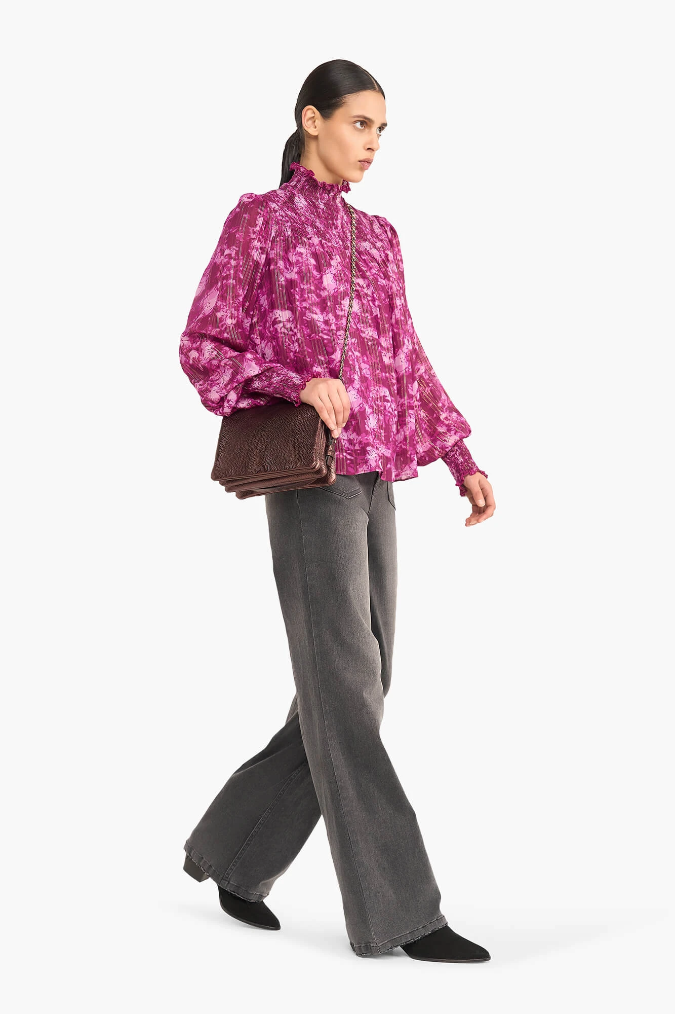 Women's Printed Blouse in Smoky Purple