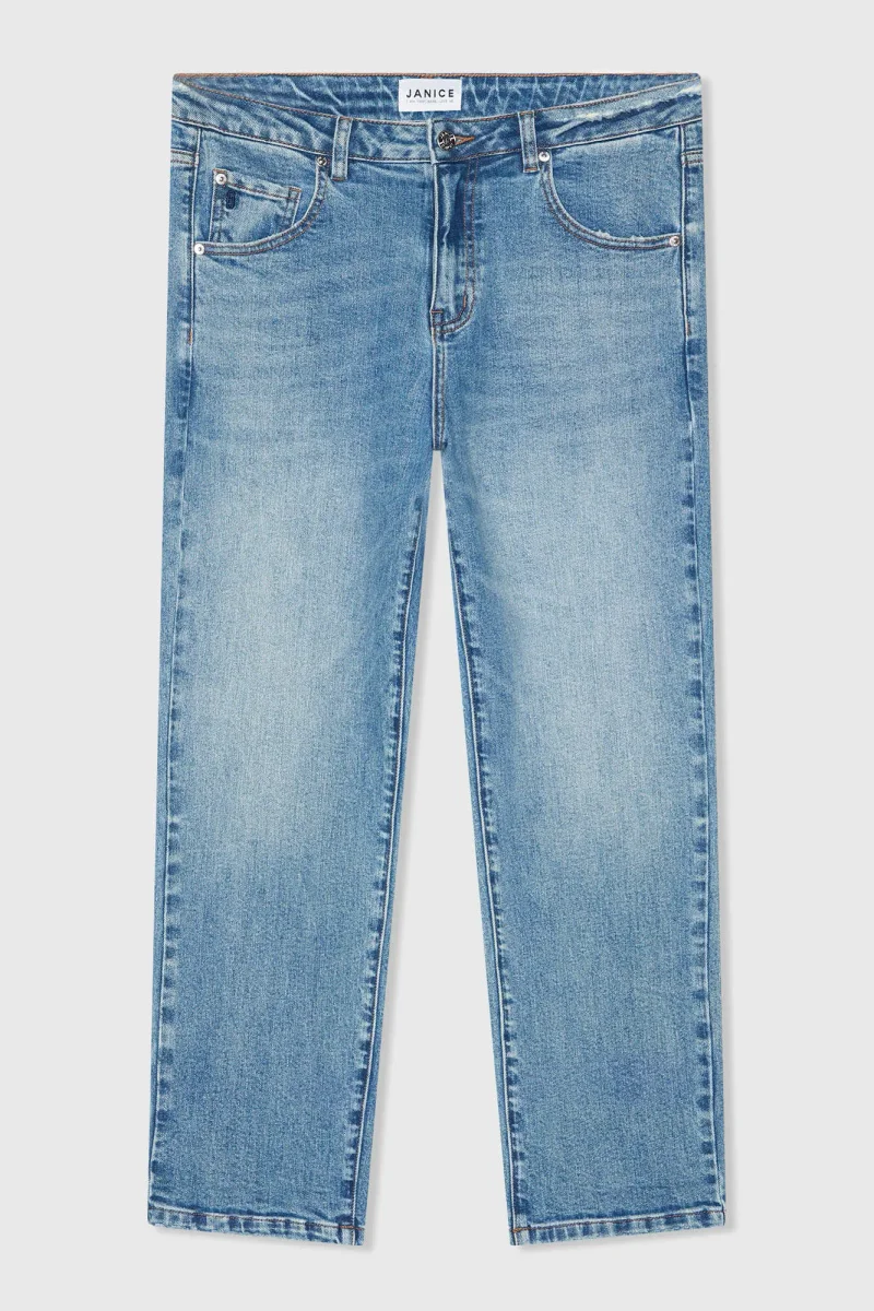 Boyfriend-Jeans für Damen, mittlere Leibhöhe, blau, Größe 379, Bailey