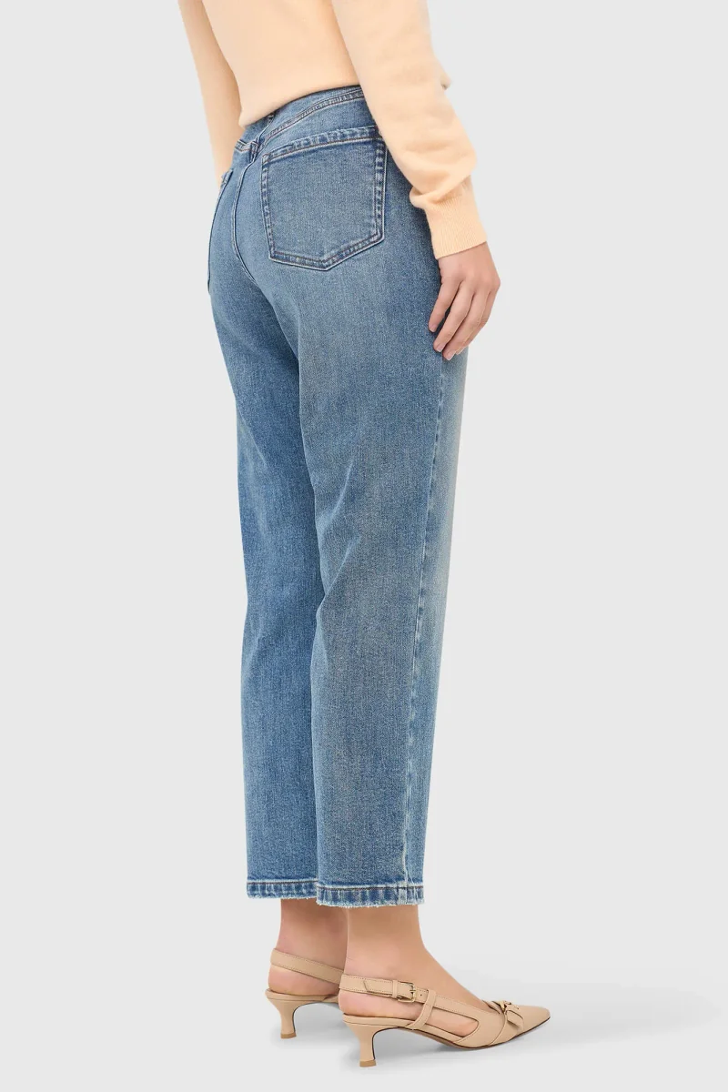 Boyfriend-Jeans für Damen, mittlere Leibhöhe, blau, Größe 379, Bailey