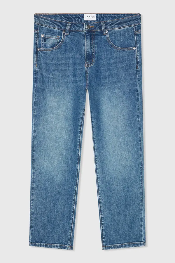 Boyfriend-Jeans für Damen, mittlere Leibhöhe, blau 932 Bailey
