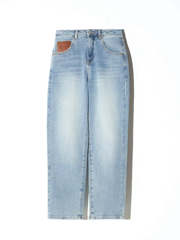 Boyfriend Jeans Dames Mid Rise Blauw Bailey 114
