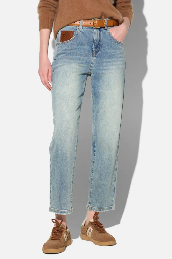 Boyfriend Jeans Dames Mid Rise Blauw Bailey 114