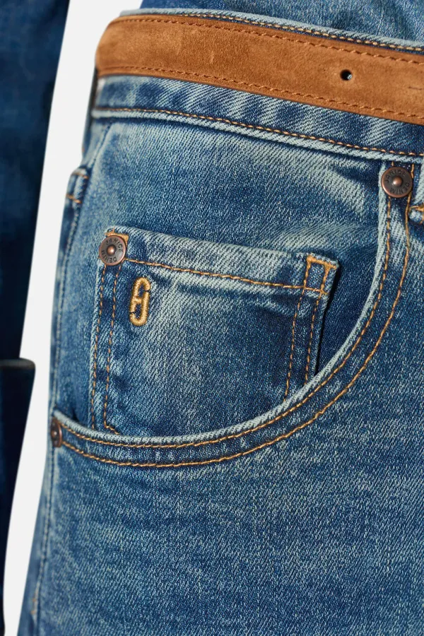 Boyfriend Jeans Dames Mid Rise Blauw Bailey 357