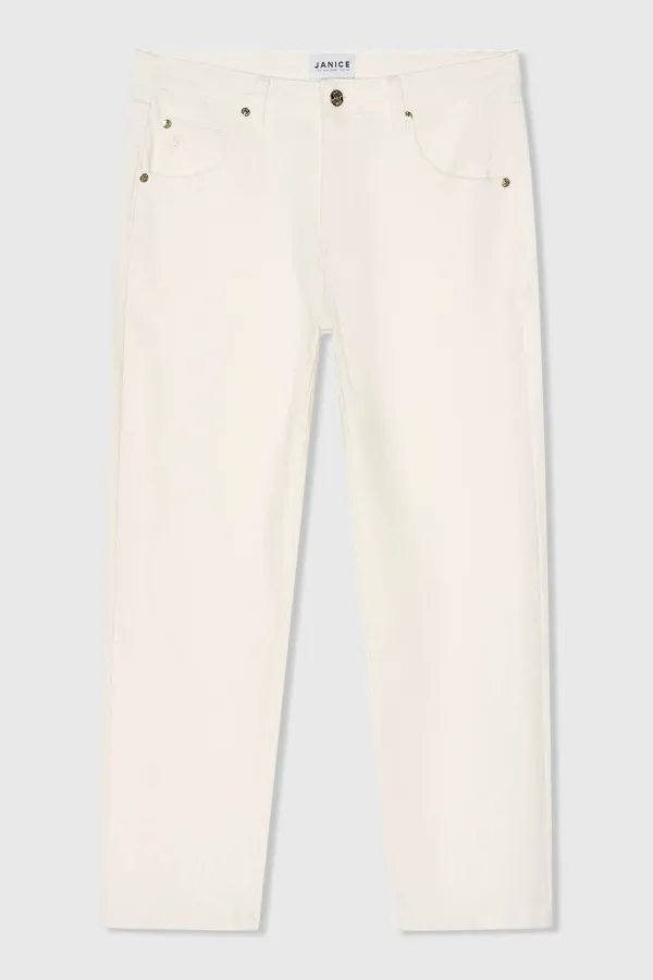 Boyfriend-Jeans für Damen, mittlere Leibhöhe, Stretch, Bailey, Off-White, 264