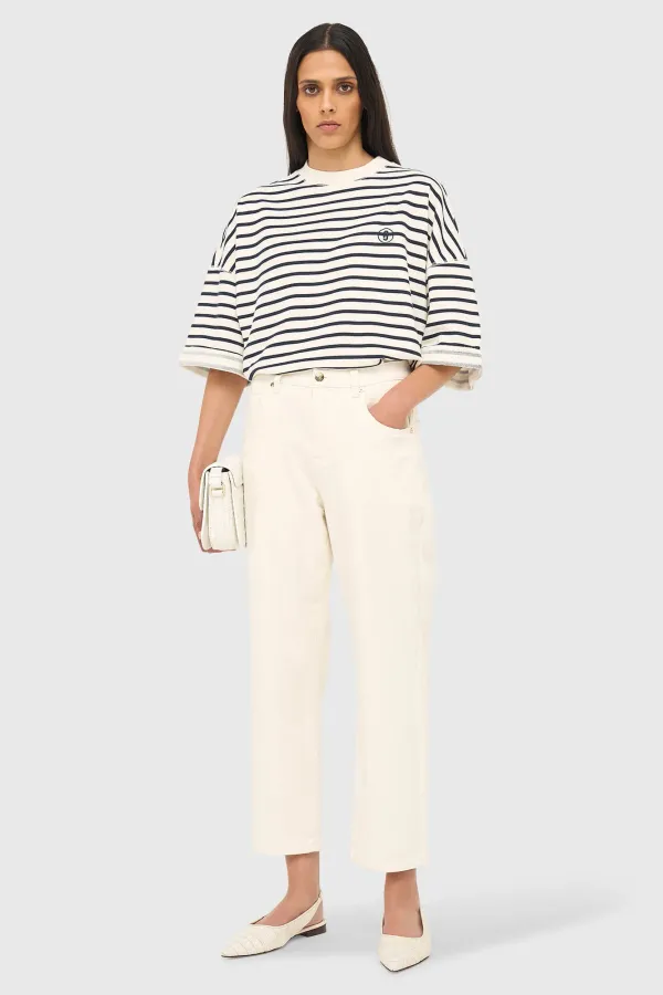 Boyfriend-Jeans für Damen, mittlere Leibhöhe, Stretch, Bailey, Off-White, 264