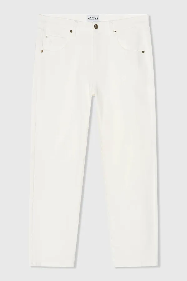 Boyfriend-Jeans für Damen, mittlere Leibhöhe, Stretch, Bailey, Weiß, 183