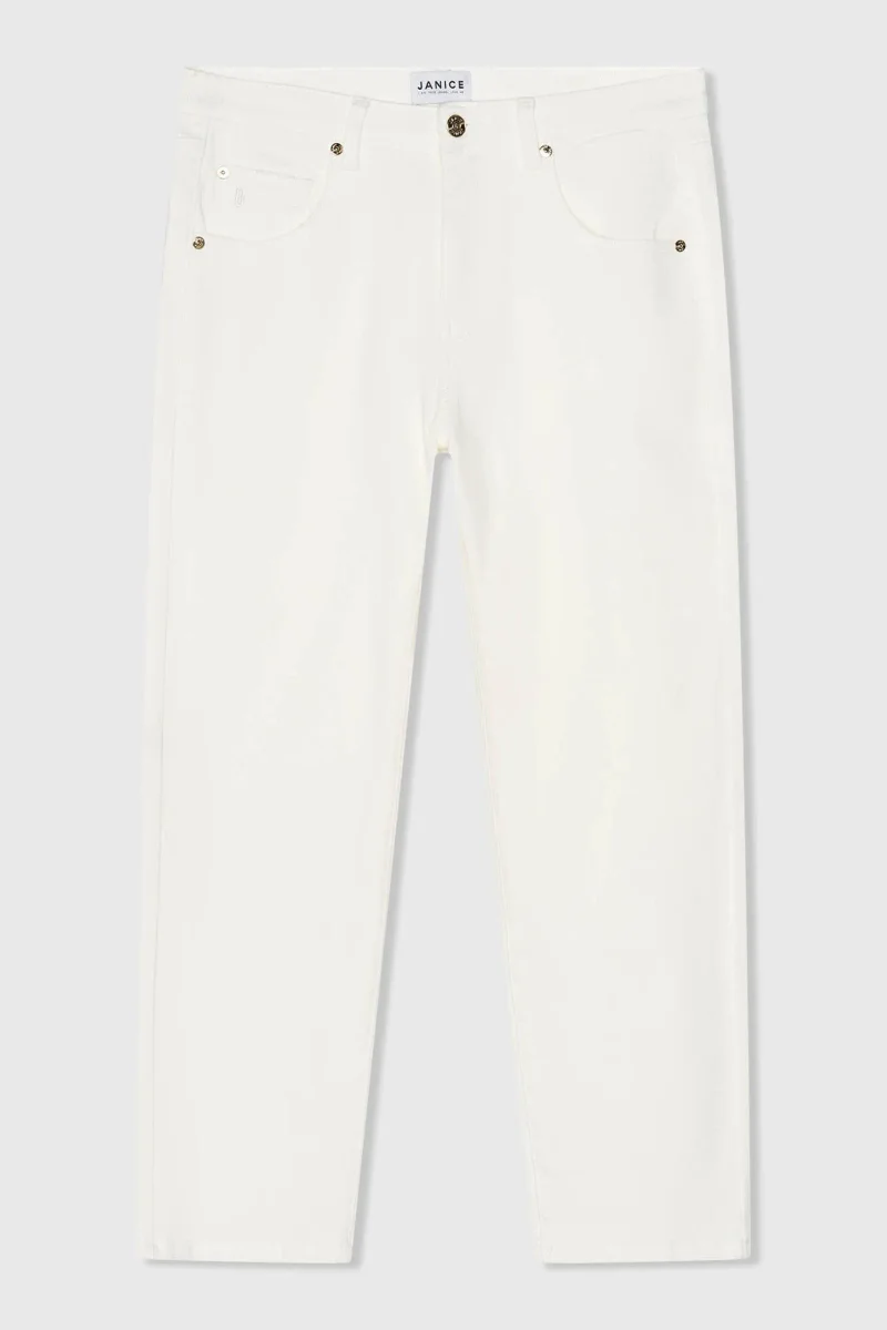 Boyfriend-Jeans für Damen, mittlere Leibhöhe, Stretch, Bailey, Weiß, 183