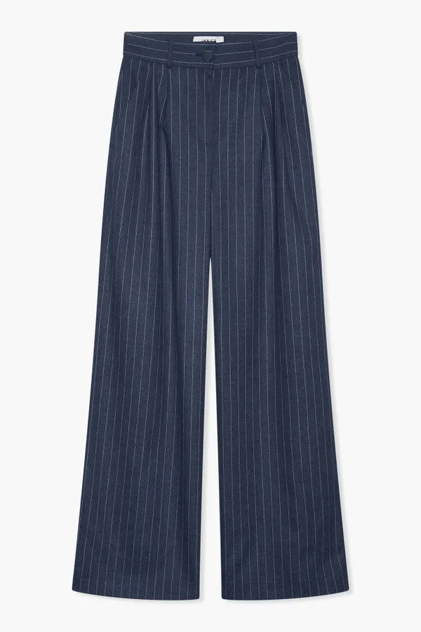 Broek Dames Wijde Pijp Streep Dollar Blauw