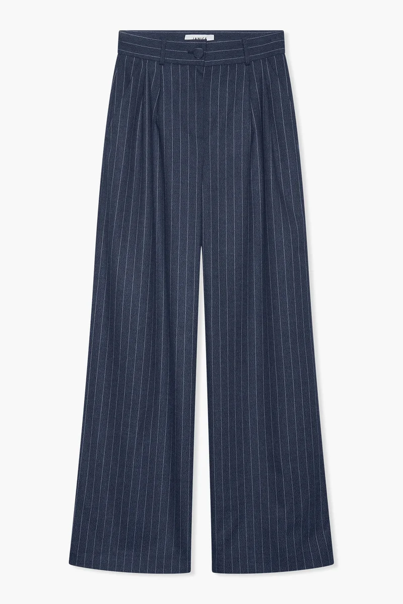 Broek Dames Wijde Pijp Streep Dollar Blauw