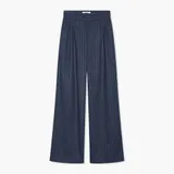 Broek Dames Wijde Pijp Streep Dollar Blauw