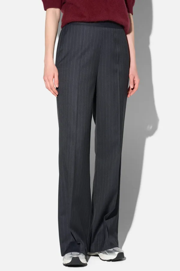 Broek Dames Rechte Pijp Blauw Krijtstreep Pete
