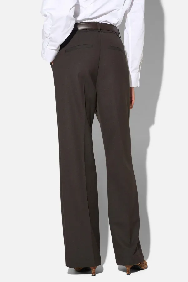 Broek Dames Rechte Wijde Pijp Bruin Emil