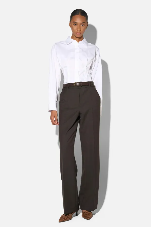 Broek Dames Rechte Wijde Pijp Bruin Emil