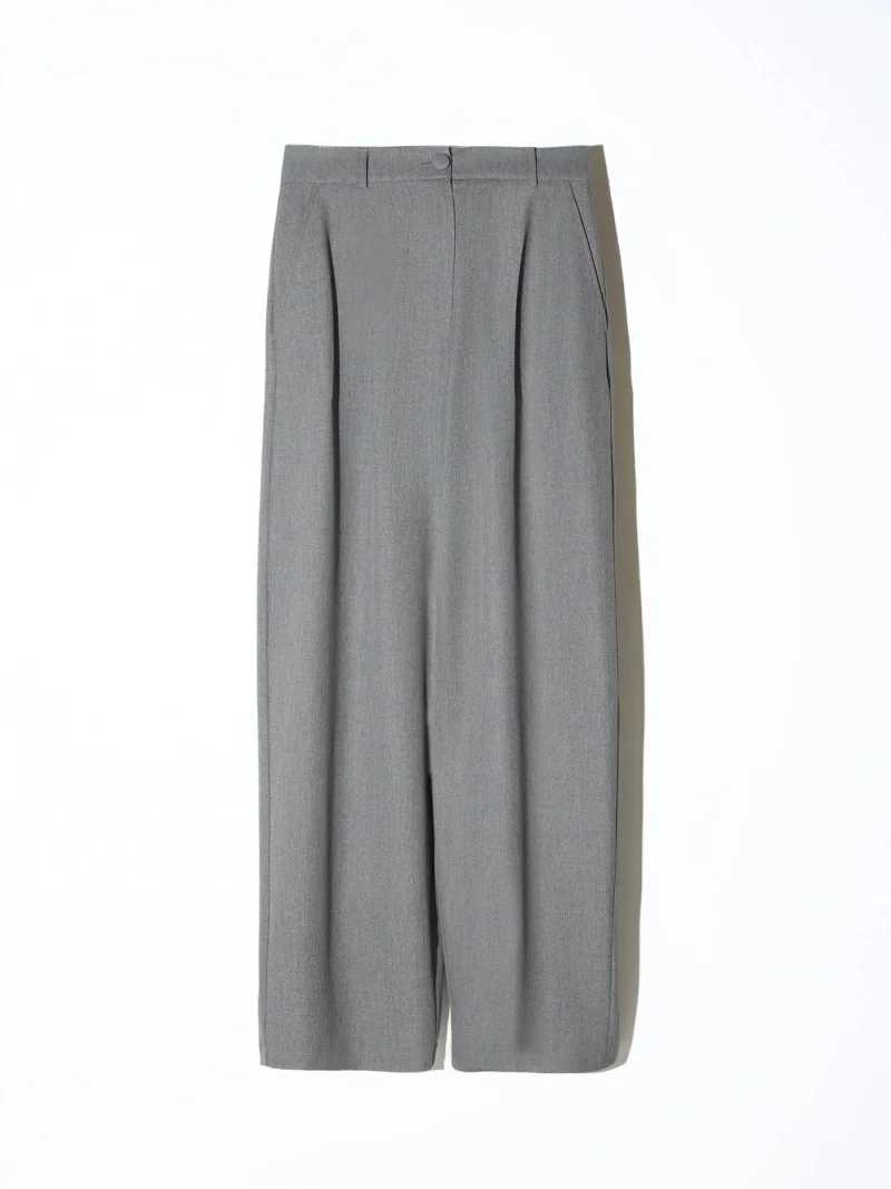 Broek Dames Rechte Wijde Pijp Grijs Mel