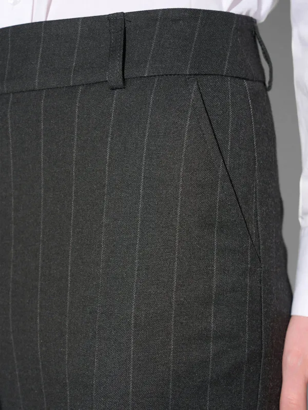 Broek Dames Rechte Wijde Pijp Zwart Krijtstreep Emil
