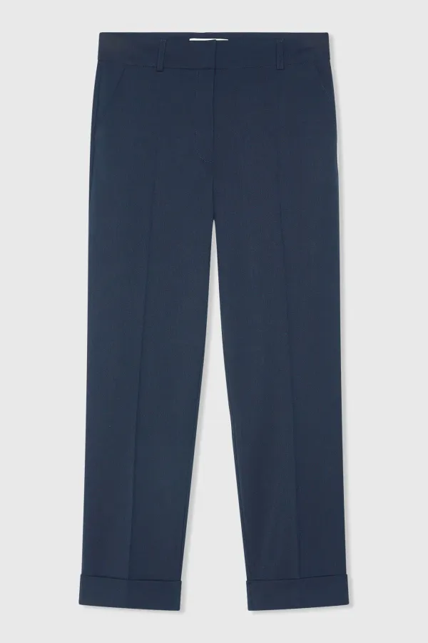 Women's Pants with Side Pockets, Dark Blue, Sean