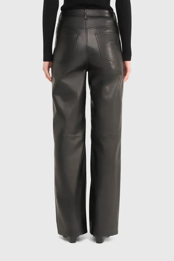 Leren Broek Dames Rechte Pijp Jason Zwart
