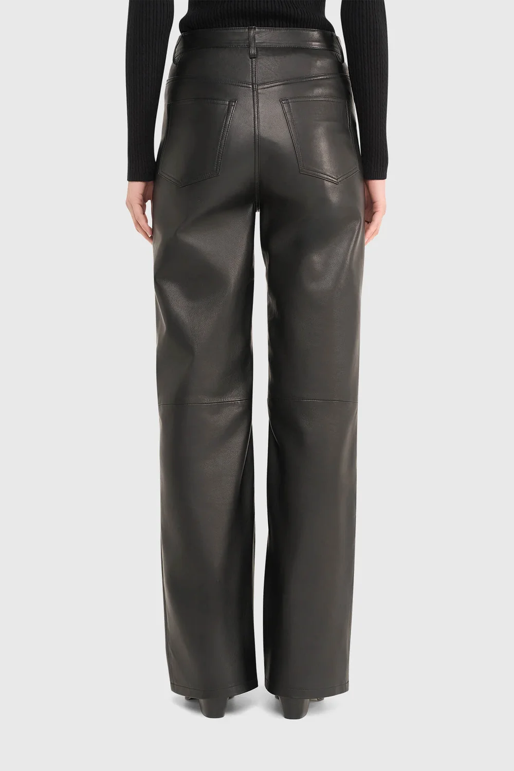 Leren Broek Dames Rechte Pijp Jason Zwart