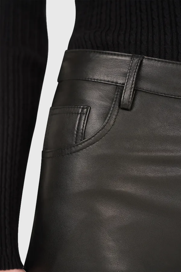 Leren Broek Dames Rechte Pijp Jason Zwart
