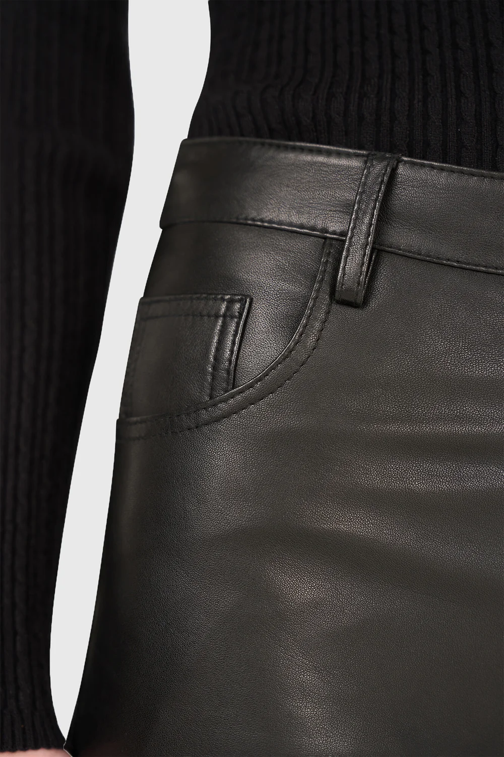 Leren Broek Dames Rechte Pijp Jason Zwart