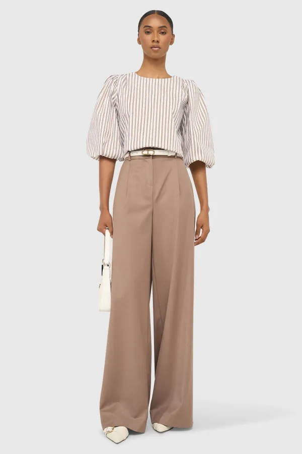 Women's Wide-Leg Pants, Brown Mel