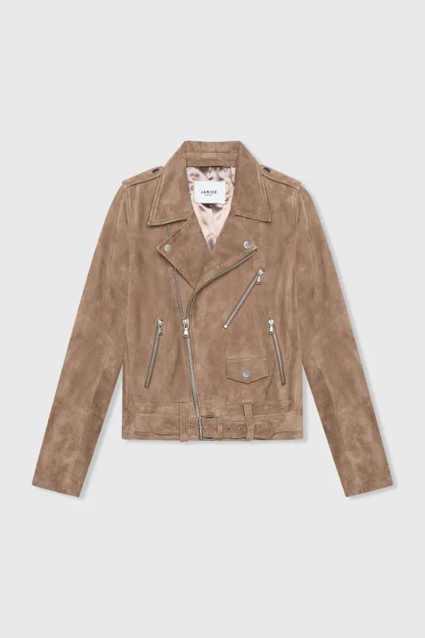 Brown Leather Suede Biker Jacket by Burke