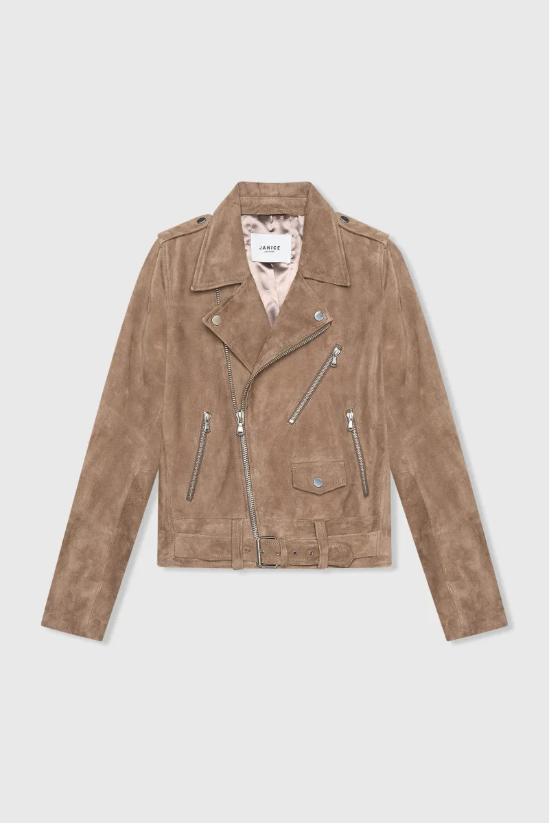 Brown Leather Suede Biker Jacket by Burke