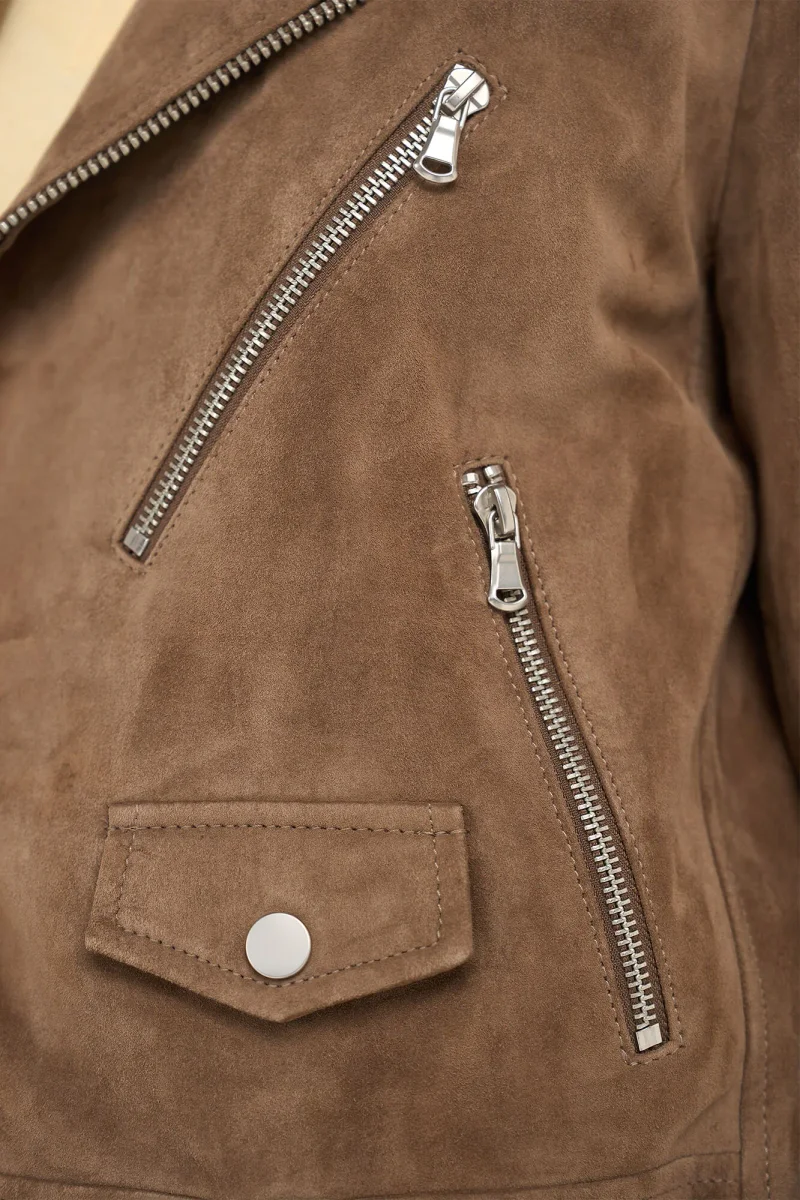 Brown Leather Suede Biker Jacket by Burke