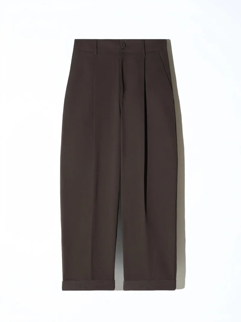 Bruine Katoenen Paperbag Broek Steekzakken Barrel Balti