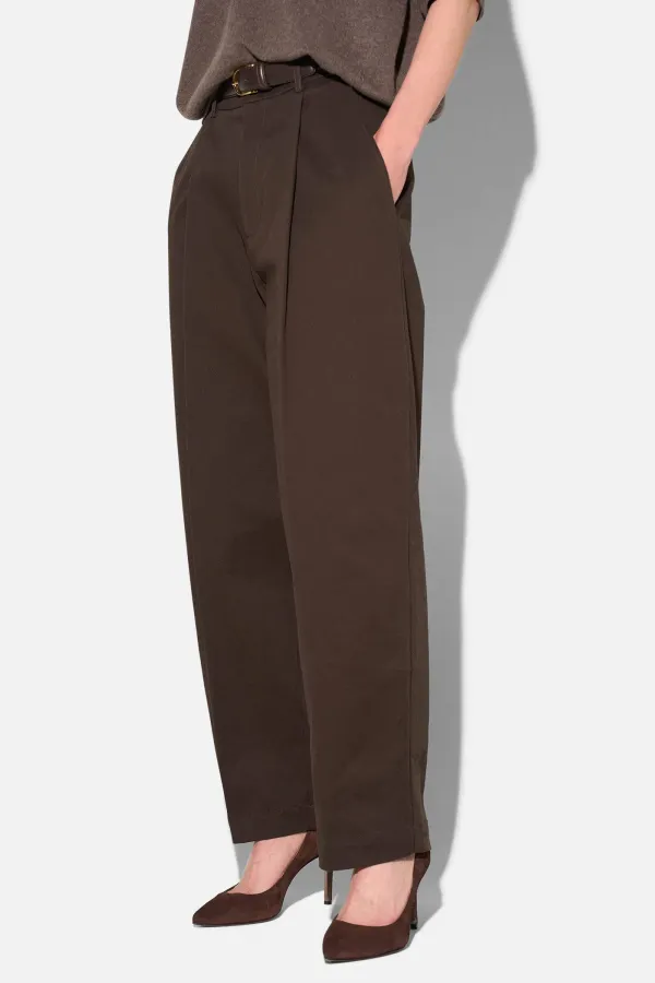 Bruine Katoenen Paperbag Broek Steekzakken Barrel Balti
