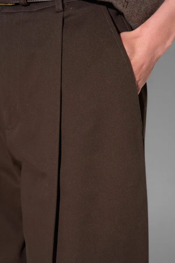 Bruine Katoenen Paperbag Broek Steekzakken Barrel Balti