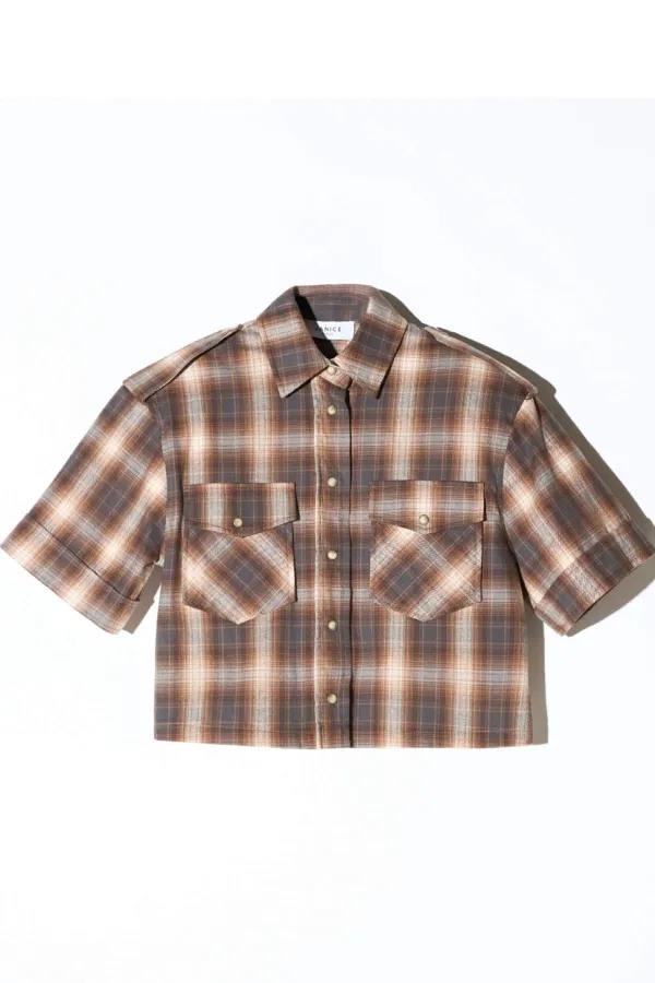 Bruine Ruiten Blouse Dames Spike