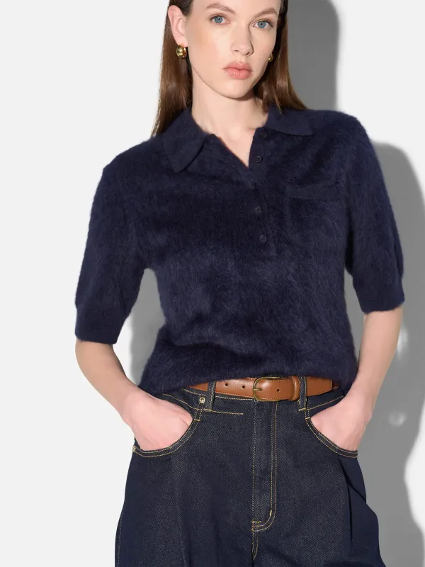 Brushed Cashmere Dames Polo Truitje Rebel Blauw
